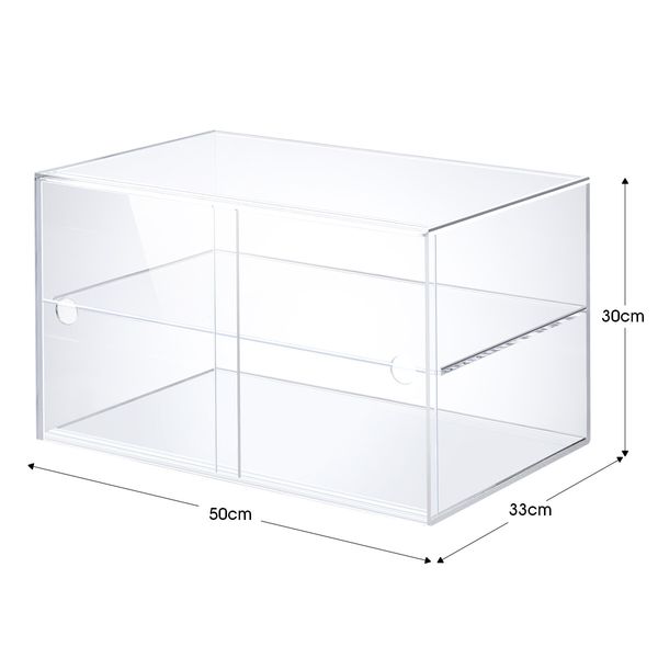 2 Tier Cupcake Cake Display Case Cabinet Stand Bakery Pastry Donuts Holder 5mm Thick Transparent