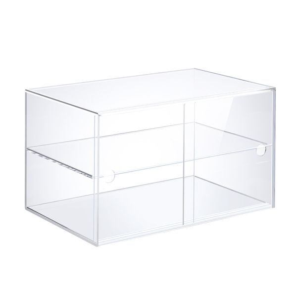 2 Tier Cupcake Cake Display Case Cabinet Stand Bakery Pastry Donuts Holder 5mm Thick Transparent