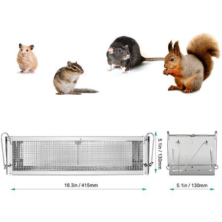 Animal Cage Mouse Trap, Catch and Release Mice, Hamsters and Other Rodents, Hook Design, Double Doors