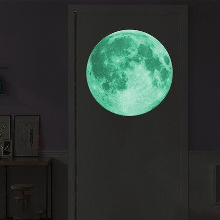 30cm Luminous Moon 3D Wall Sticker For Kids Room Bedroom Decoration Home Decals