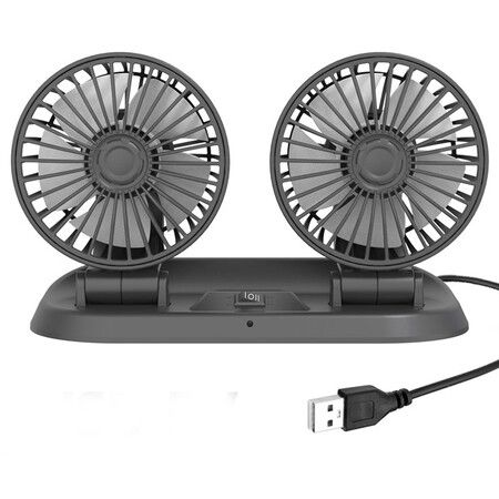 USB Car Electric Fan Two Speed Control Cooler Auto Air Cooling 360 Degree Adjustable Car Air Conditioner Wind-enhanced Fans