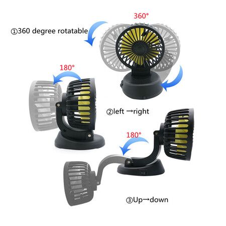 USB Car Electric Fan Two Speed Control Cooler Auto Air Cooling 360 Degree Adjustable Car Air Conditioner Wind-enhanced Fans