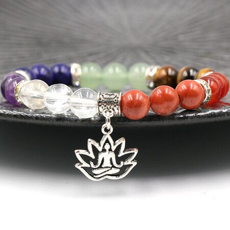 7Pcs Crystals Healing Gemstones Chakra Stones 1Pc Lava Bracelet Set For Crystals For Beginners