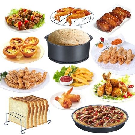 7 Inch 12pcs High Quality Air Fryer Accessories For Gowise Phillips Cozyna and Secura Fit All Airfryer 3.7 to 5.8QT