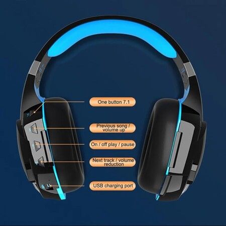 Wired and Wireless Gaming Headset, Surround Sound PC Headset, Head Mounted, Bluetooth Compatible