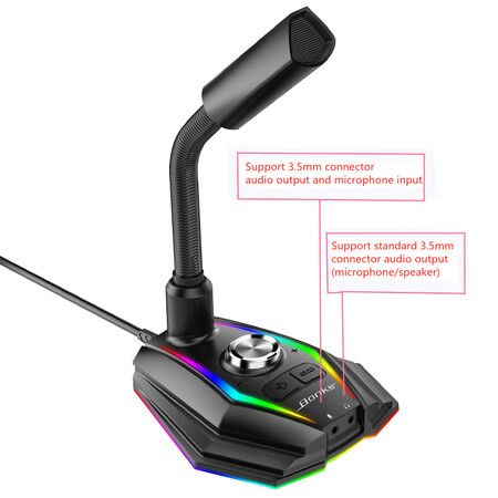 Microphone HD Sound Card RGB Back light Game Live Voice Conference Chat Recording Equipment fo PC notebook/Phone EQ Voice Change