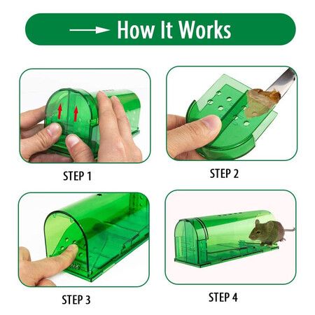 Mice and Rat Traps, Plastic Traps for Trapping and Releasing Rodents, Safe Around Children and Pets (2 Packs)