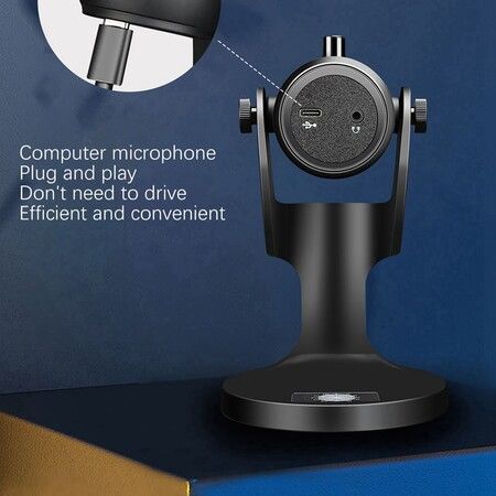 USB Microphone with Rgb Light, Type-C Condenser for Phone, Pc, Laptop, Gaming