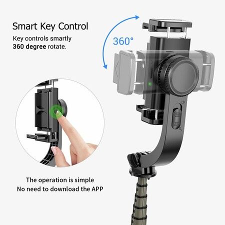 3 in 1 Phone Gimbal Stabilizer Selfie Stick Tripod 5-Section with Remote Shutter Phone Clamp Smart Rotatable