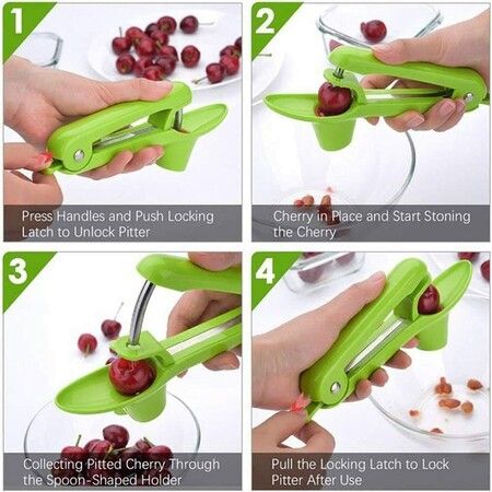 Cherry Chopping Tool, Cherry Pitting Remover with Space Saving Lock Design, Cherry Chopping Tool for Cherry Jam