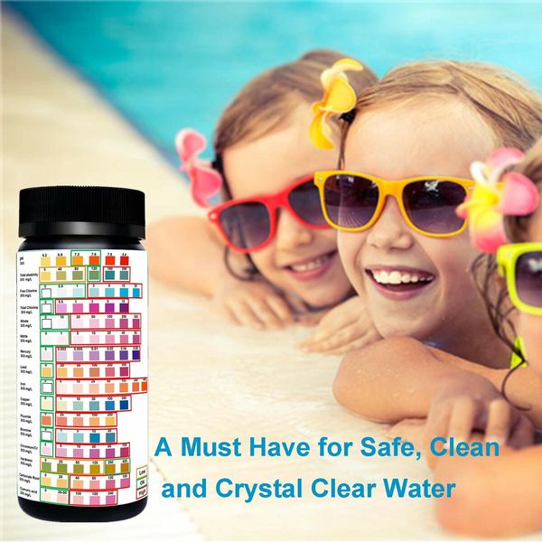 16 in 1 Pool Spa Tap Drinking Water Test Kit 50pcs Test Strips with Hardness, PH, Mercury, Lead, Iron, Copper, Chlorine, Chromium/Cr, Cyanuric Acid