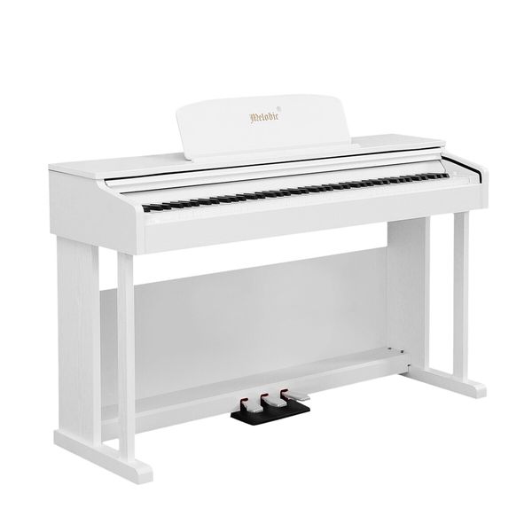 Melodic 88 Key Digital Piano Weighted Keyboard Hammer Action with Sliding Cover White