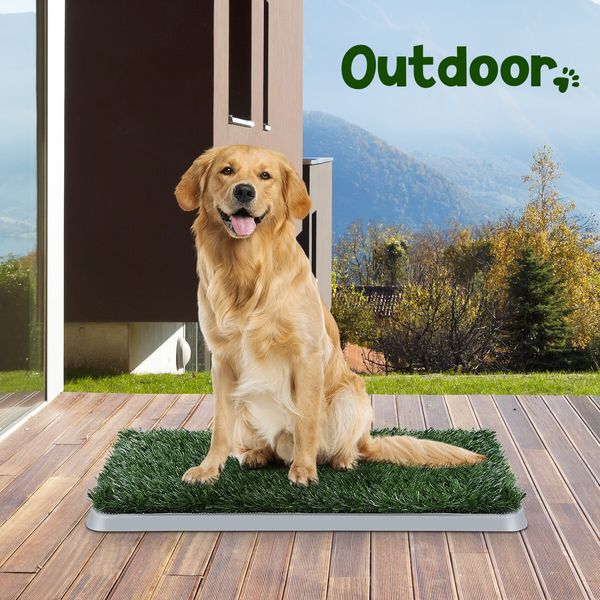 Pet Dog Grass Toilet Pee Pad Indoor Puppy Potty Training Mat Patch with Removable Tray