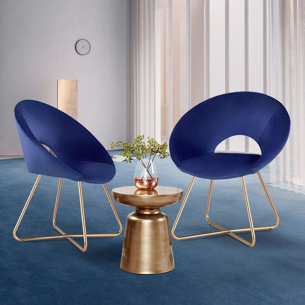 Luxsuite Armchair Velvet Dining Chair Single Lounge Sofa Accent Modern Furniture Navy Blue 4pcs