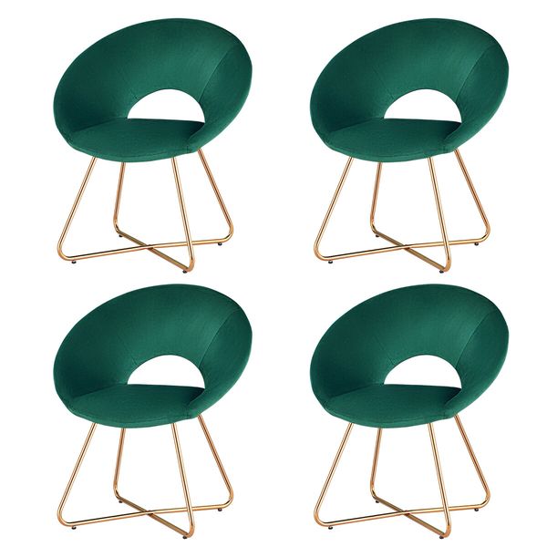 Luxsuite Dining Chair Velvet Lounge Armchair Single Sofa Accent Modern Furniture Green 4pcs