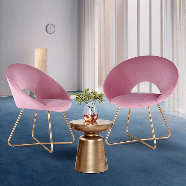 Luxsuite Dining Chair Velvet Lounge Armchair Accent Single Sofa Modern Furniture Pink 4pcs