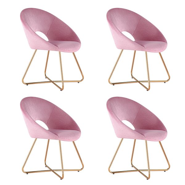 Luxsuite Dining Chair Velvet Lounge Armchair Accent Single Sofa Modern Furniture Pink 4pcs