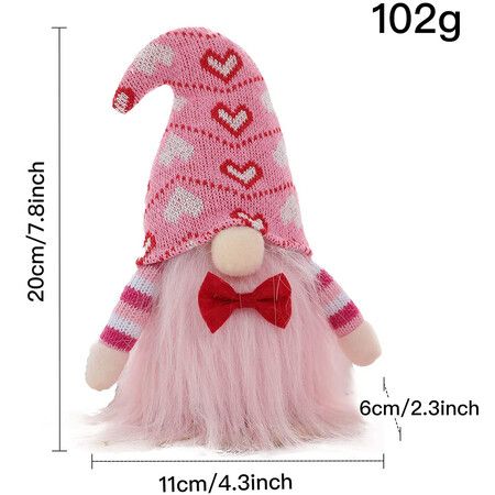 Dwarf Plush Doll Valentine's Day Gnome Pendant Home Decor Creative Romantic Love Birthday Wedding Party Decoration (H)