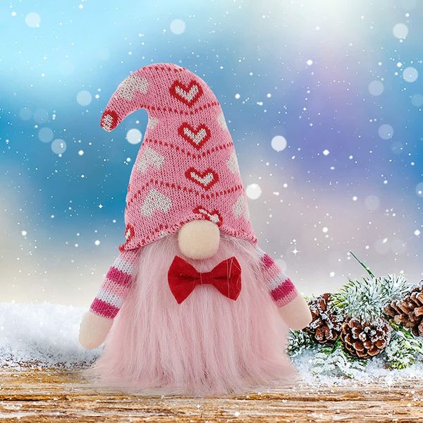 Dwarf Plush Doll Valentine's Day Gnome Pendant Home Decor Creative Romantic Love Birthday Wedding Party Decoration (H)