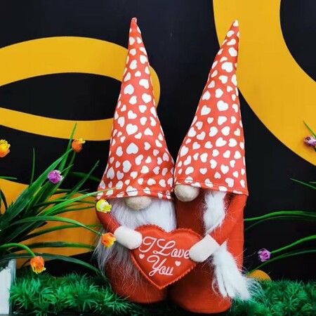 Valentine Day Decor Doll Red Heart Printed Gnome Plush Toy Ideal Gifts for Girlfriend