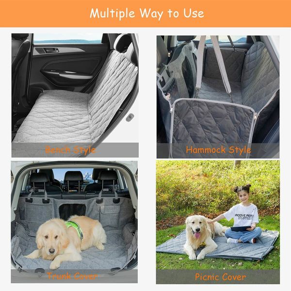 Pets Car Dog Cover Back Seat Hammock for Dogs Waterproof for Back Seat with Mesh Window Multiple Pockets For Car/Truck/SUV