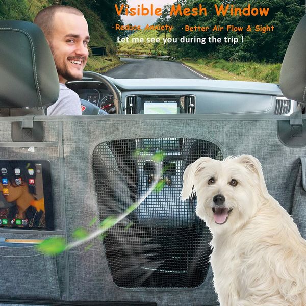 Pets Car Dog Cover Back Seat Hammock for Dogs Waterproof for Back Seat with Mesh Window Multiple Pockets For Car/Truck/SUV