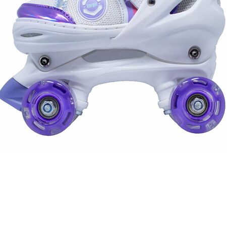 SizeM Kids Teens Roller Skates Adjustable 4 Sizes 4 Light Up Wheels For Size33-37 Col.Purple