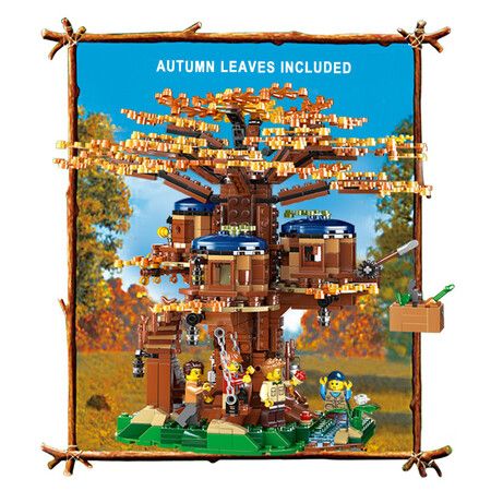 1013pcs All Seasons Treehouse City Building Blocks Creator Tree House Room