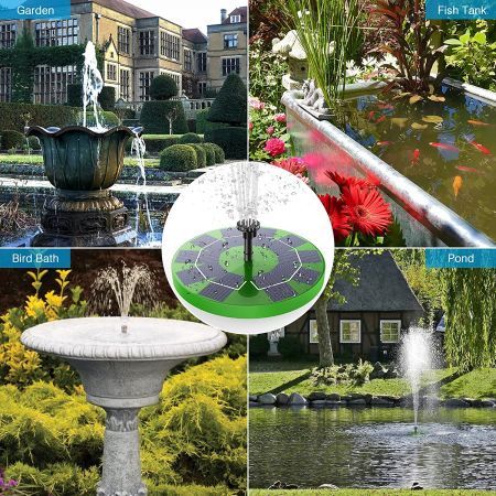 3W Solar Water Pump, Floating Fountain, 1200mAh Battery, With 6 Nozzles, For Bird Bath,Pond or Garden Decoration