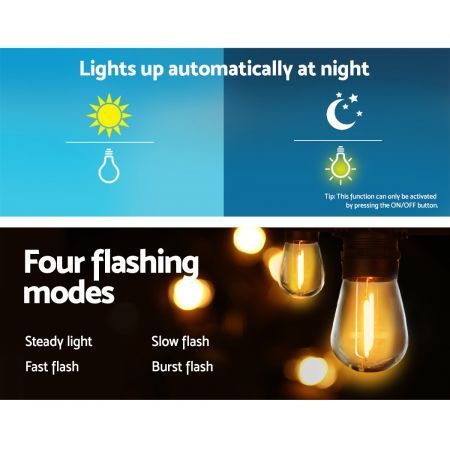 Jingle Jollys 17m Solar Festoon Lights Outdoor LED String Light Christmas Party