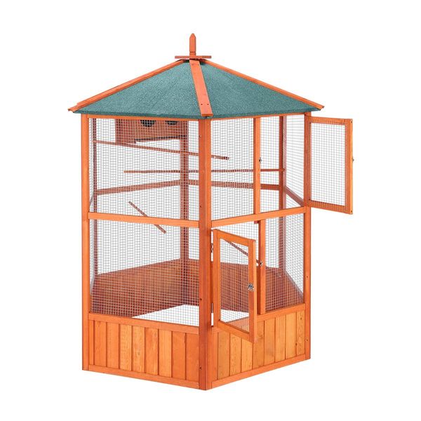 Bird Cage Aviary Parrot House Budgie Cockatiel Canary Enclosure Pigeon Coop Wooden Indoor Outdoor Extra Large