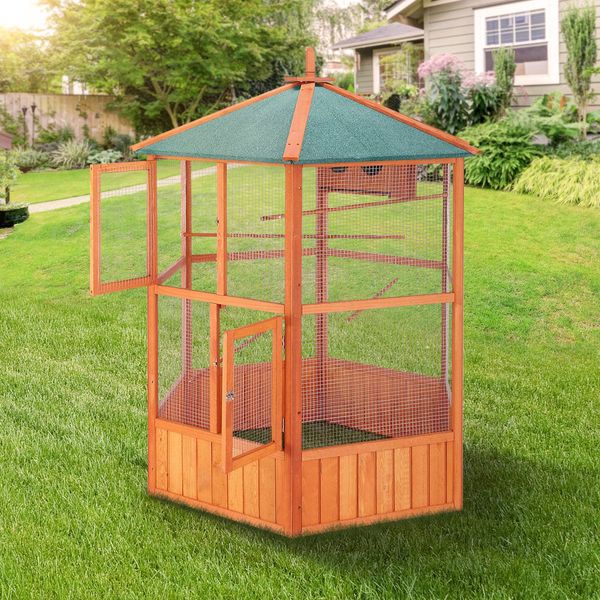 Bird Cage Aviary Parrot House Budgie Cockatiel Canary Enclosure Pigeon Coop Wooden Indoor Outdoor Extra Large