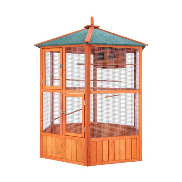 Bird Cage Aviary Parrot House Budgie Cockatiel Canary Enclosure Pigeon Coop Wooden Indoor Outdoor Extra Large