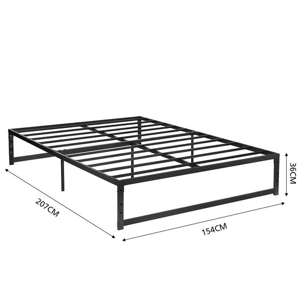 Black Queen Bed Frame Platform Metal Mattress Base Foundation with Heavy Duty Steel Slat