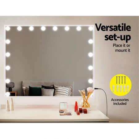 80x65cm Embellir Makeup Mirror Hollywood Vanity with LED Light White Frame