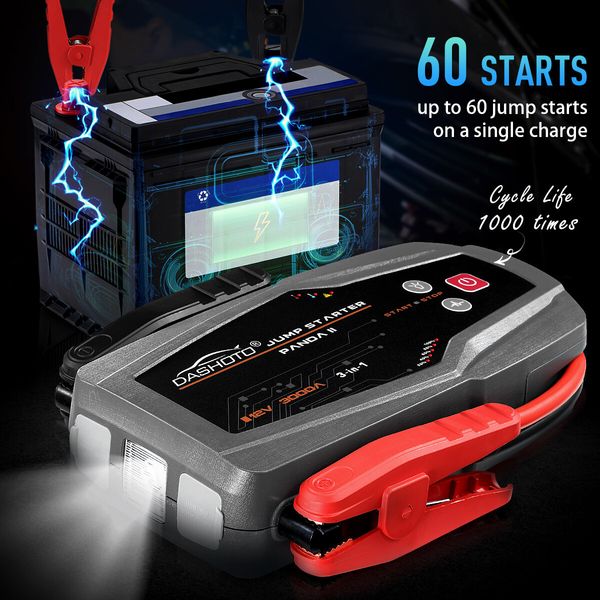 12V Car Jump Starter Pack 3000A 30000mAh Portable Battery Charger Jumper Power Bank