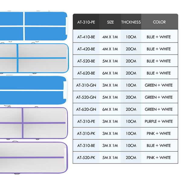 Inflatable AirTrack  Air Track Gymnastics Tumbling Floor Mat with Electric Pump Purple 3x1x0.1m