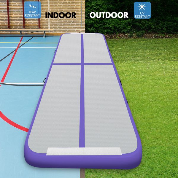 Inflatable AirTrack  Air Track Gymnastics Tumbling Floor Mat with Electric Pump Purple 3x1x0.1m