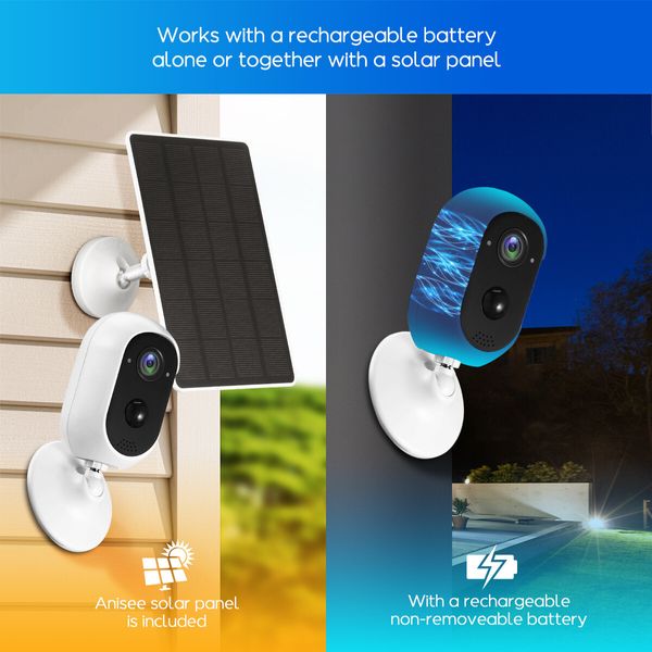 WiFi Camera CCTV Home Security Wireless Outdoor Surveillance System with Solar Powered Batteries