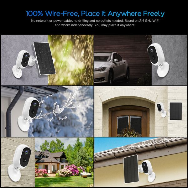 WiFi Camera CCTV Home Security Wireless Outdoor Surveillance System with Solar Powered Batteries