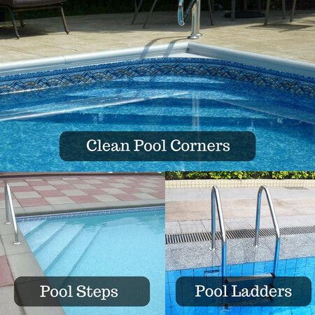 Pro Pool Step & Corner Vacuum Brush Best for Above Ground & Inground Swimming Pools, Spas & Hot Tubs, Fine Bristles, 1-1/2 Hose & 1-1/4 Pole Connection, Tackles Hard to Reach Places