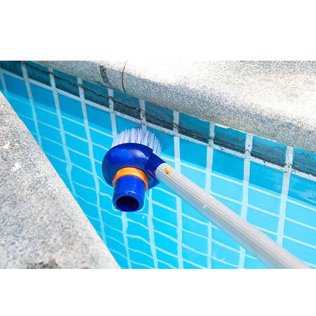 Pro Pool Step & Corner Vacuum Brush Best for Above Ground & Inground Swimming Pools, Spas & Hot Tubs, Fine Bristles, 1-1/2 Hose & 1-1/4 Pole Connection, Tackles Hard to Reach Places