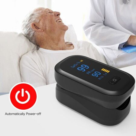 Fingertip Pulse Oximeter, Blood Oxygen Saturation Monitoring COL.Black