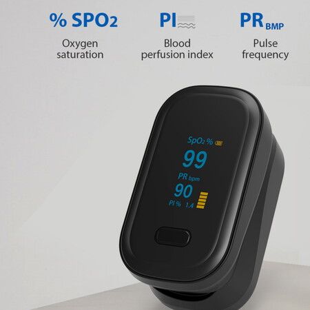 Fingertip Pulse Oximeter, Blood Oxygen Saturation Monitoring COL.Black