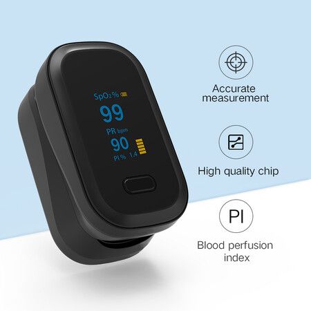 Fingertip Pulse Oximeter, Blood Oxygen Saturation Monitoring COL.Black