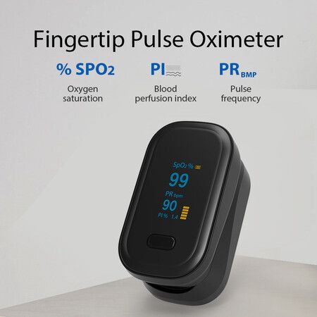 Fingertip Pulse Oximeter, Blood Oxygen Saturation Monitoring COL.Black