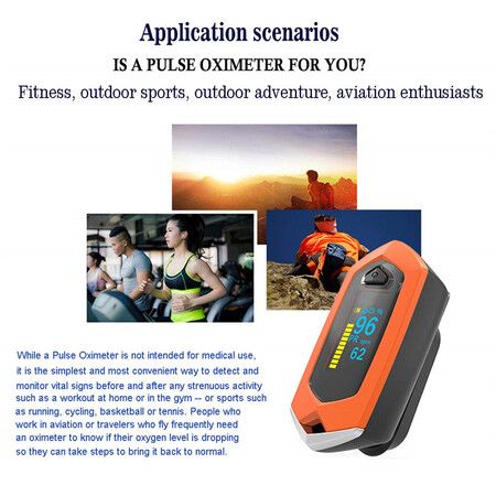 Rechargeable Pulse Oximeters Blood Saturation with OLED Display for Outdoor Sports Fitness Aviation Col.Orange