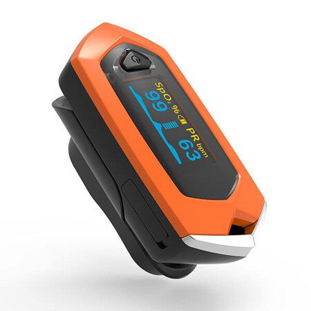 Rechargeable Pulse Oximeters Blood Saturation with OLED Display for Outdoor Sports Fitness Aviation Col.Orange