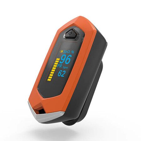 Rechargeable Pulse Oximeters Blood Saturation with OLED Display for Outdoor Sports Fitness Aviation Col.Orange