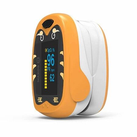 Fingertip Oled Kids Pulse Oximeter Pediatric SpO2 Blood Oxygen Saturation Monitor Col.Yellow Tiger